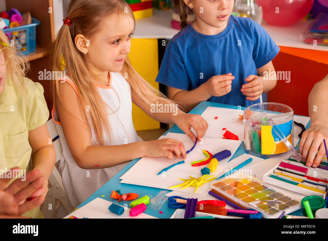 Plasticine Modeling Clay In Children Class Teacher Teaches In School Stock  Photo - Download Image Now - iStock