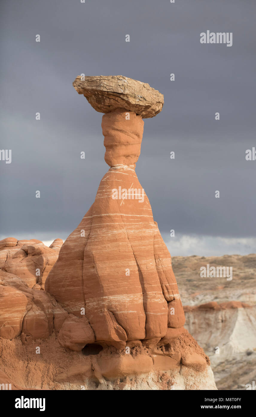 Toadstool hoodoos at Grand Staircase-Escalante National Monument in Utah. Stock Photo