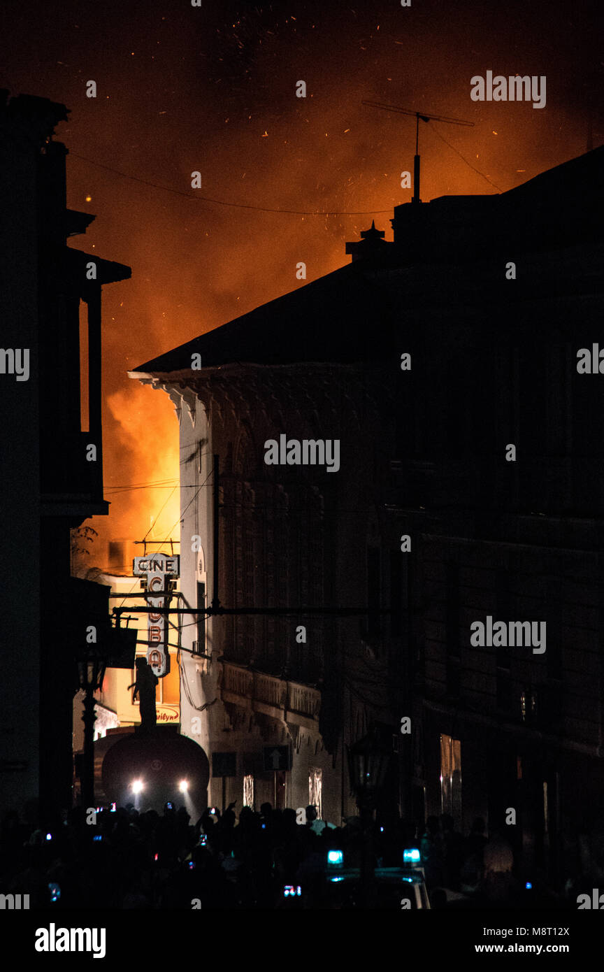 A fire in Santiago de Cuba / Un fuego en Santiago de Cuba Stock Photo