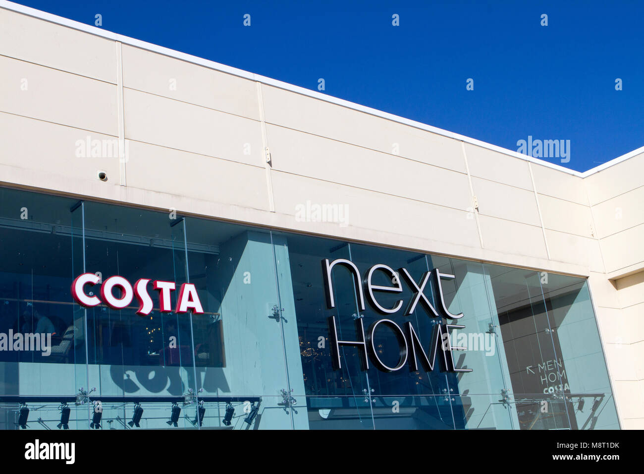 costa coffee retail park mall shopping centre complex shop shops store stores storefront business commercial Stock Photo