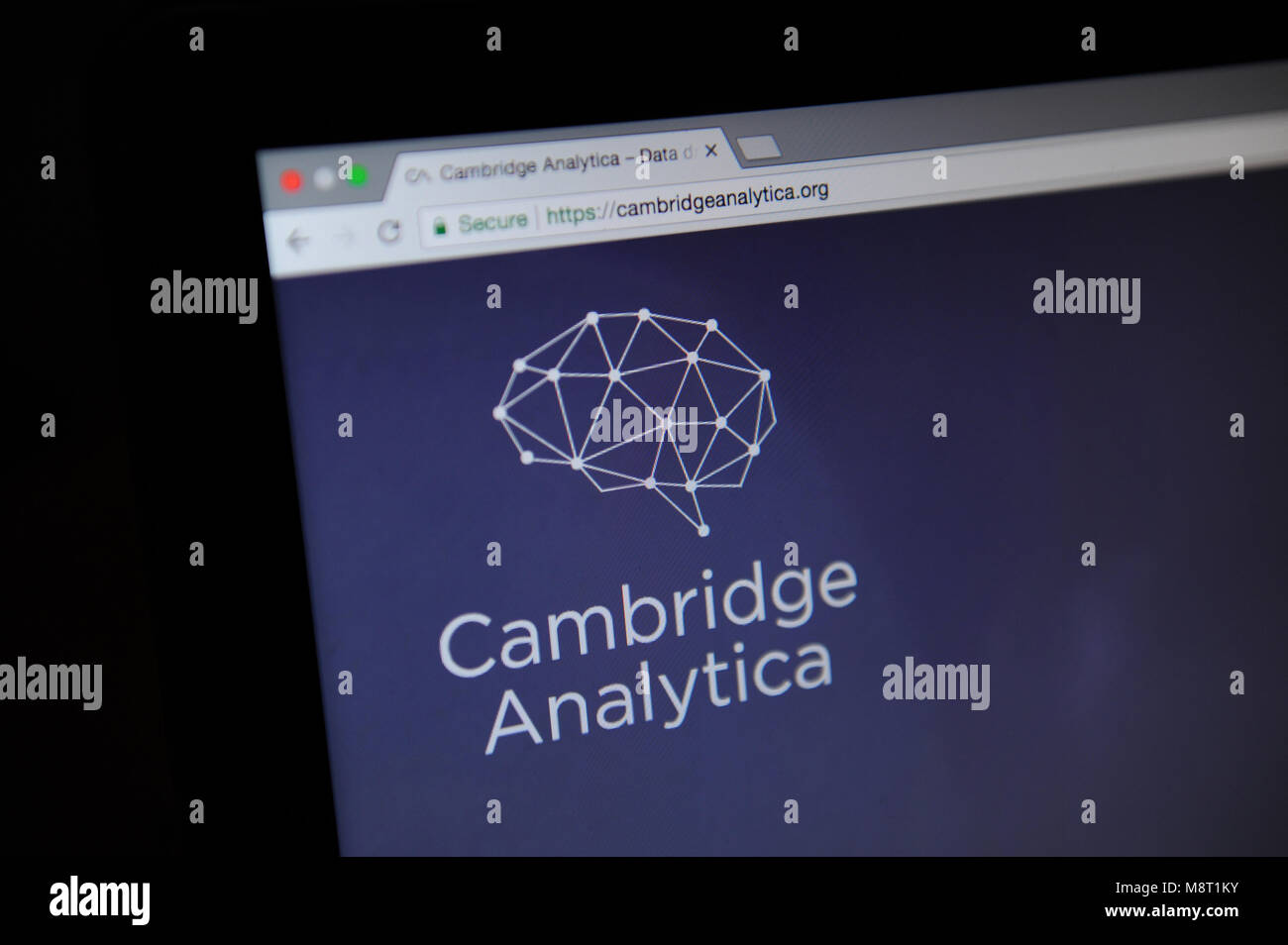 The Cambridge Analytica website Stock Photo