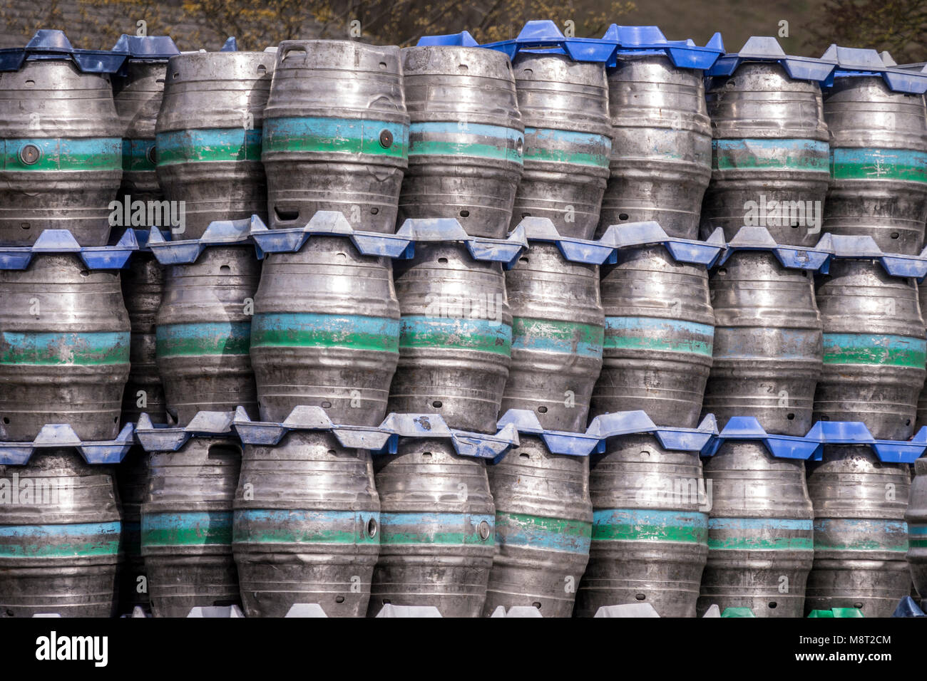 Barrels at Harvey's brewery - Lewes, East Sussex, England, UK. Stock Photo