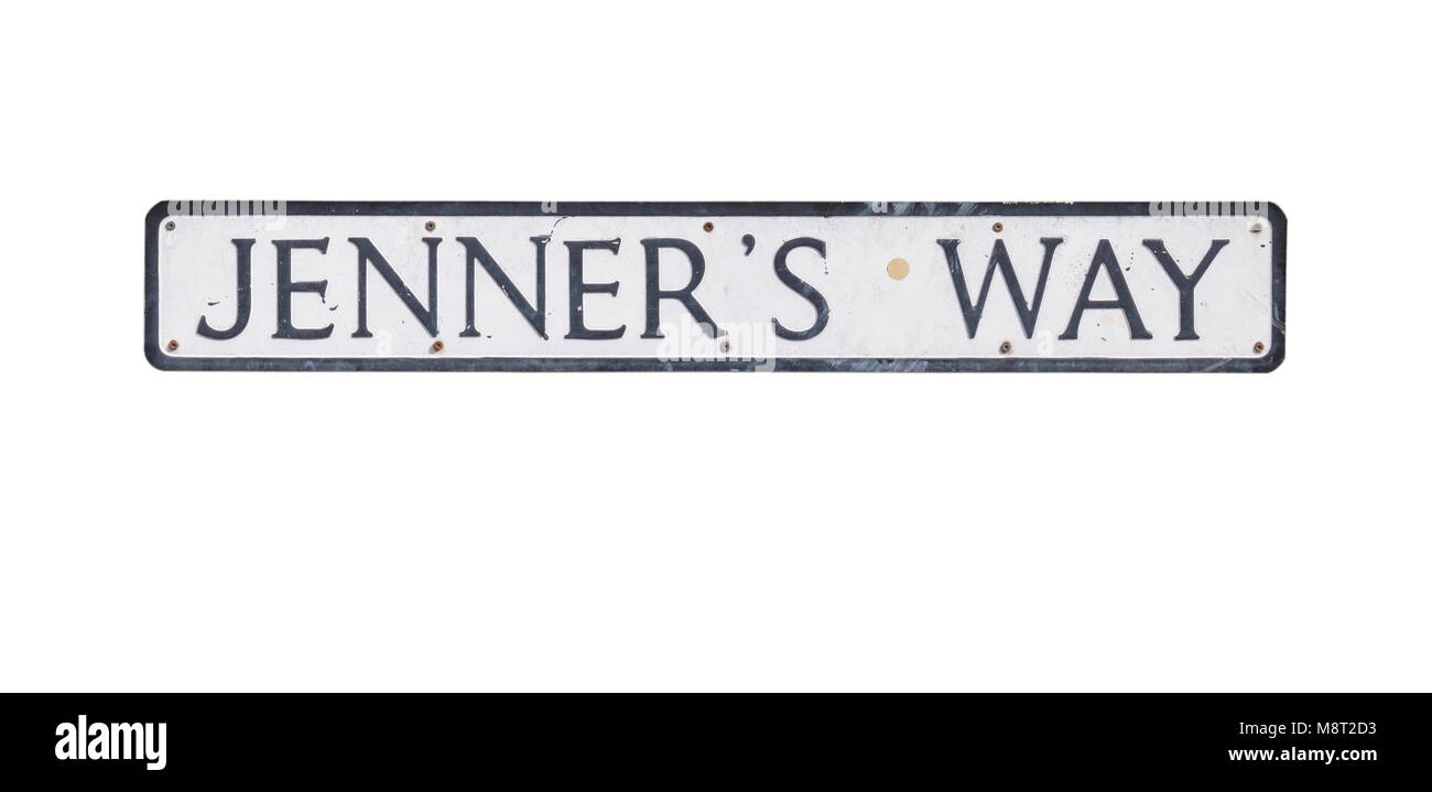 A cut-out of a street/road/place name - Jenner's Way. Stock Photo