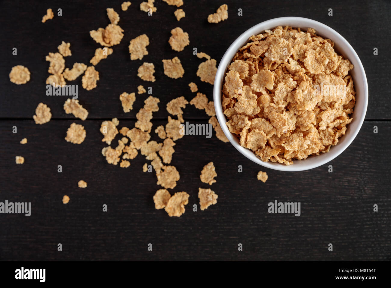 Healthy Corn Flakes with milk for Breakfast on table, food and drink