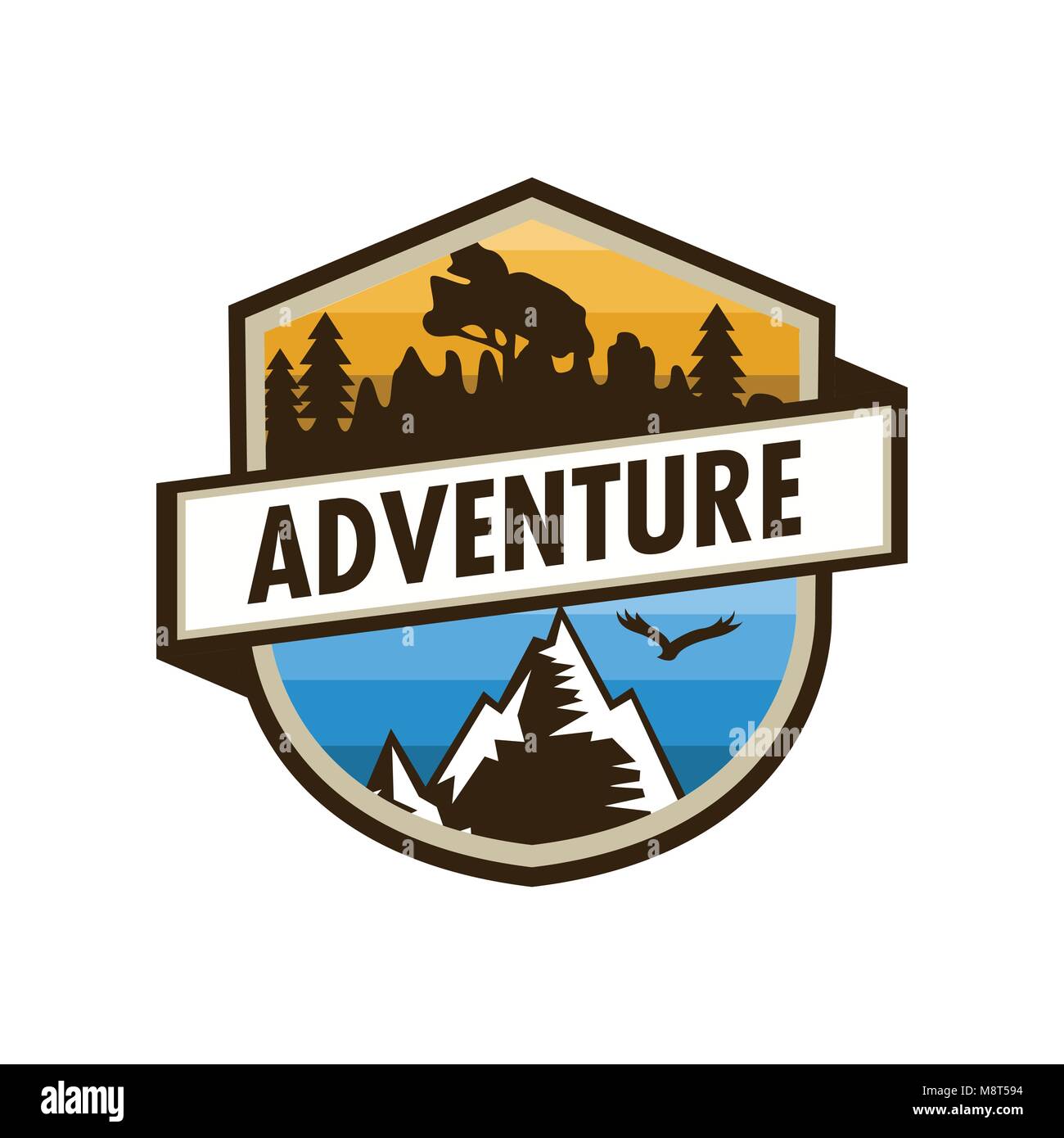 Adventure Outdoor Unique Shield Badge Vector Illustration Graphic ...