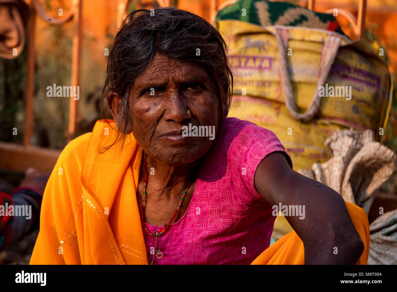 JAIPUR, INDIA - NOVEMBER 9, 2017: Unidentified senior Indian woman Stock Photo