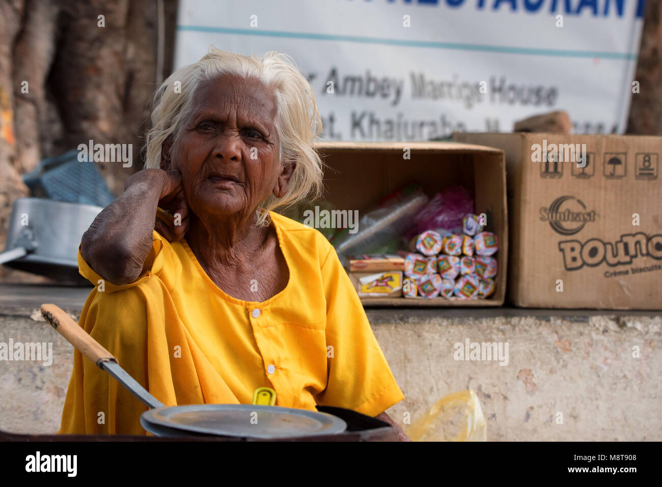 JAIPUR, INDIA - NOVEMBER 9, 2017: Unidentified senior Indian woman Stock Photo