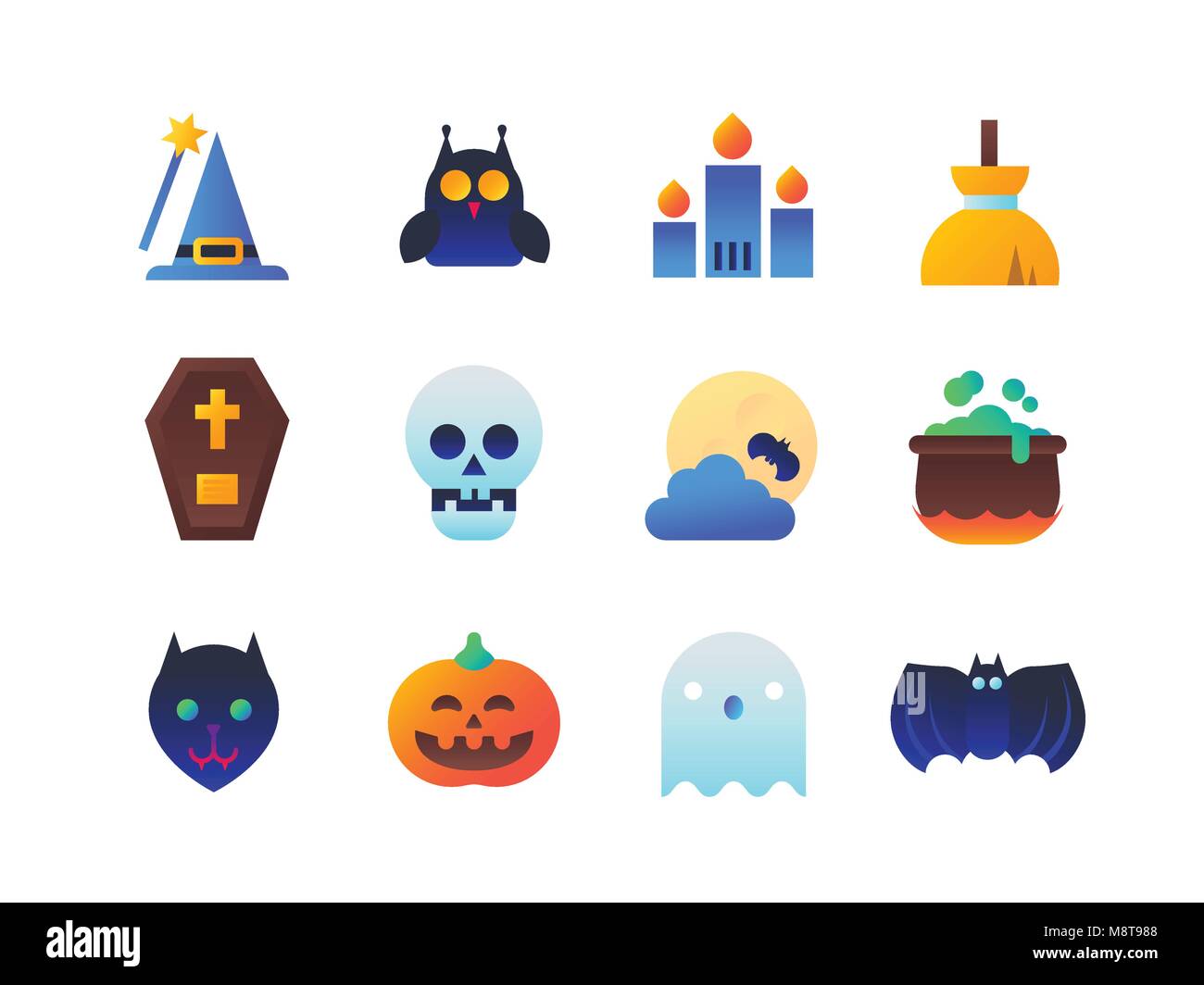 Halloween - set of flat design style icons isolated on white background ...