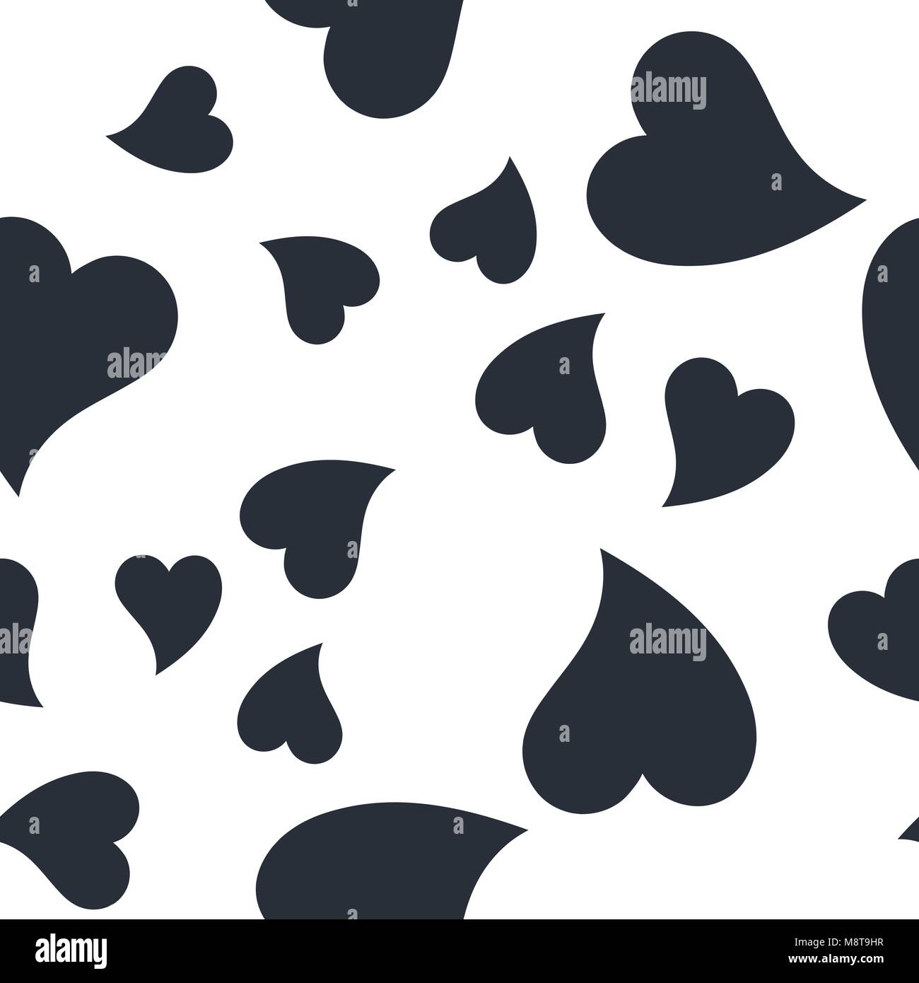Seamless patterns with black hearts. Seamless background with hearts