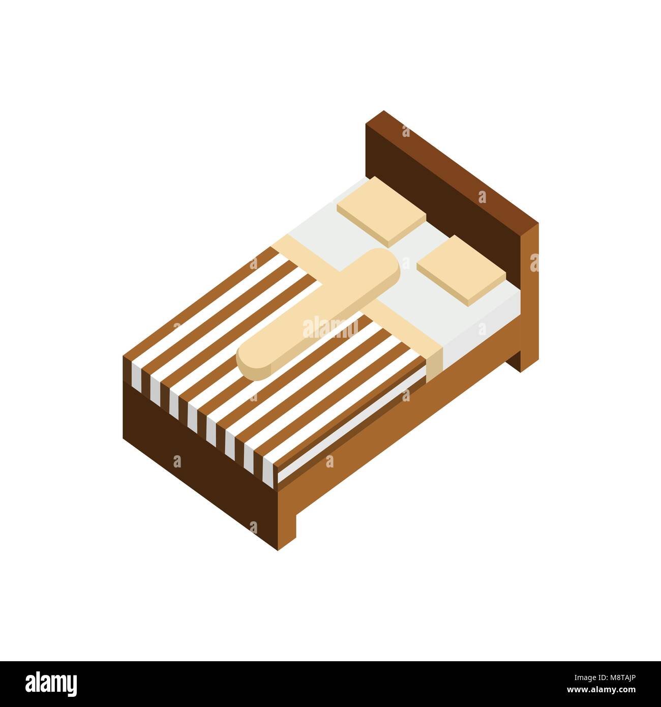 Single Bed 3D Isometric Furniture Vector Illustration Graphic Design ...