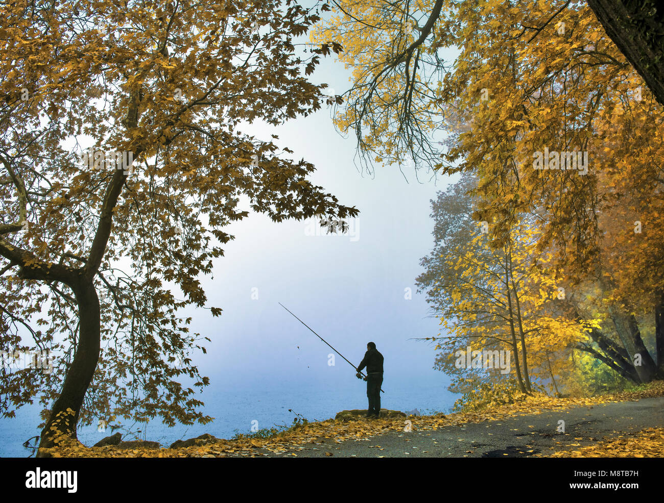 Man fishing in lake edge hi-res stock photography and images - Alamy