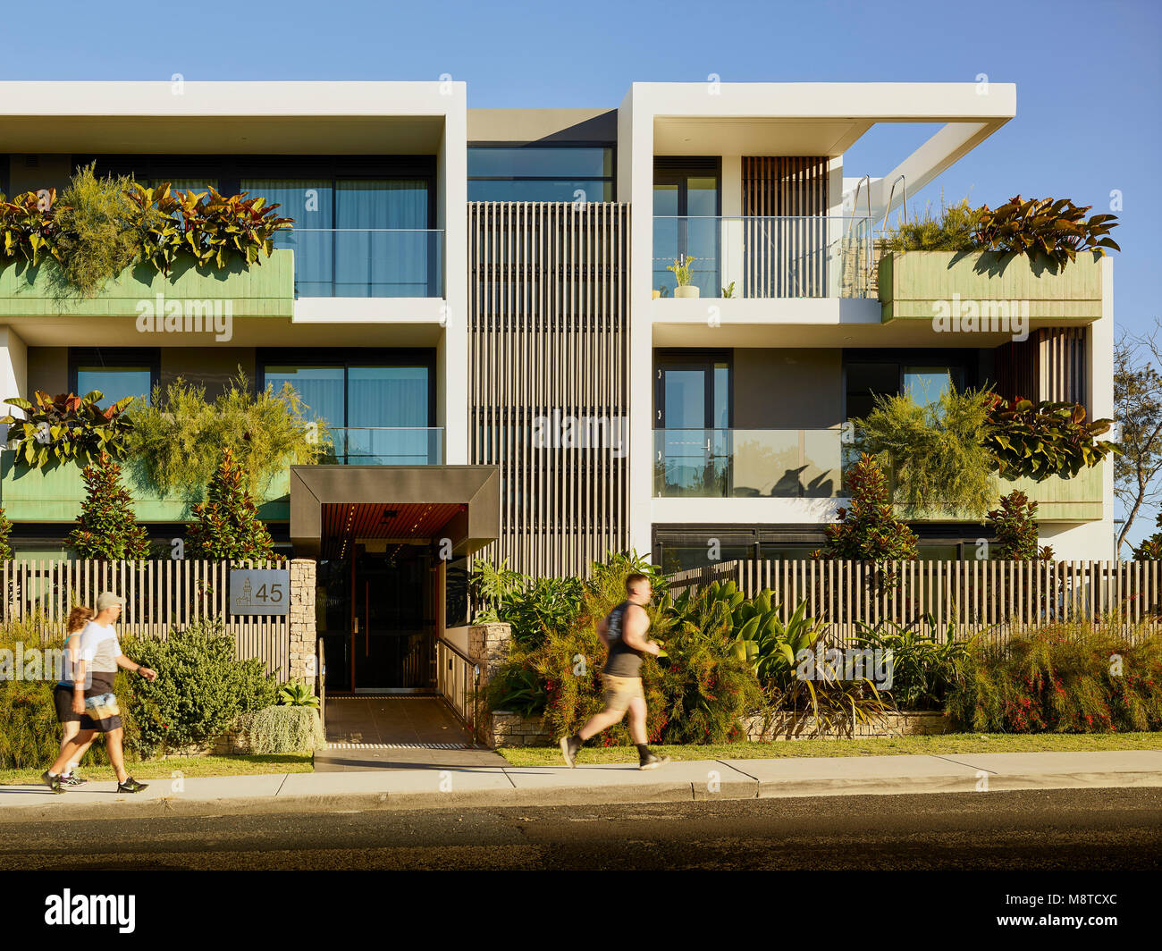 Street facade detail. Lawson Apartments, Byron Bay, Australia. Architect Fender Katsalidis