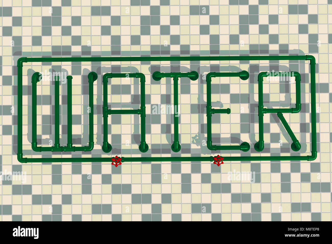 illustration of the word water formed from pipes Stock Photo