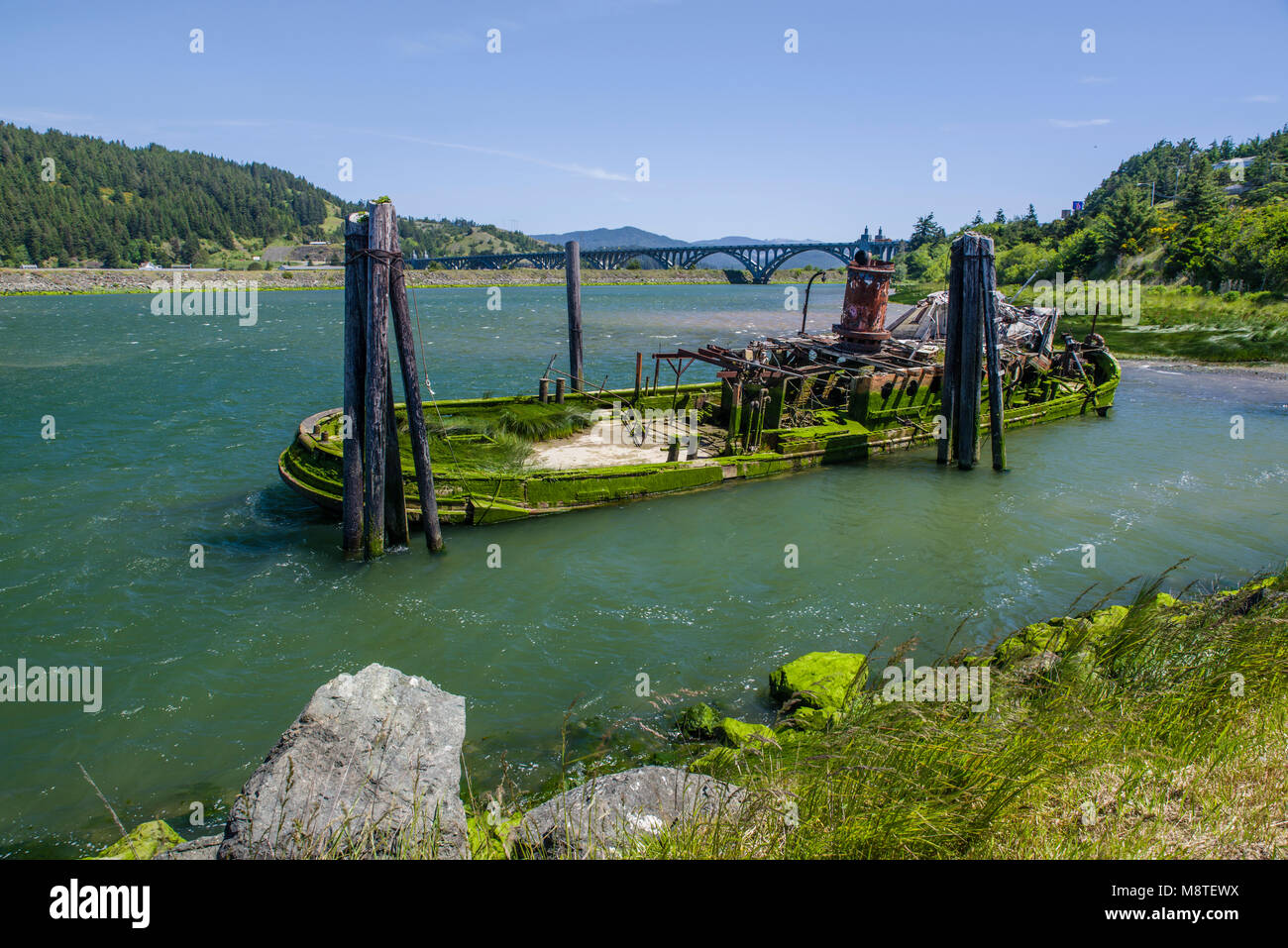 Wreck of the Mary D. Hume in the Rogue River, Gold Beach, Oregon Stock Photo Alamy