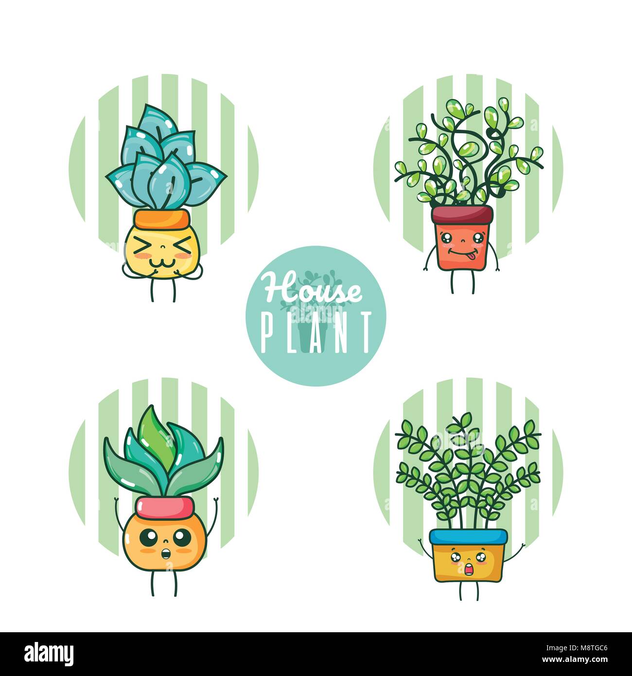 Set of cute houseplants cartoon Stock Vector Image & Art - Alamy