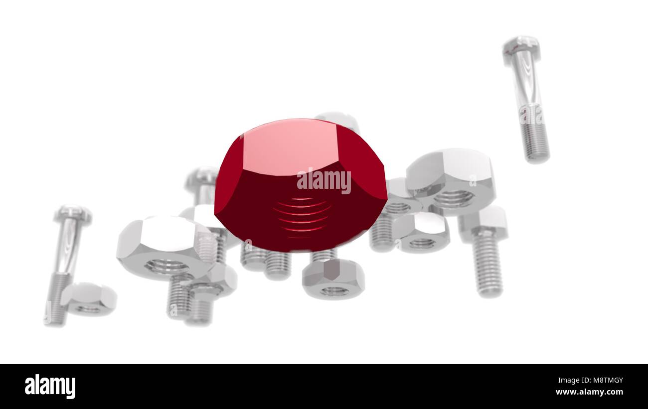 Bolt and nuts set. Leadership metaphor Stock Photo Alamy