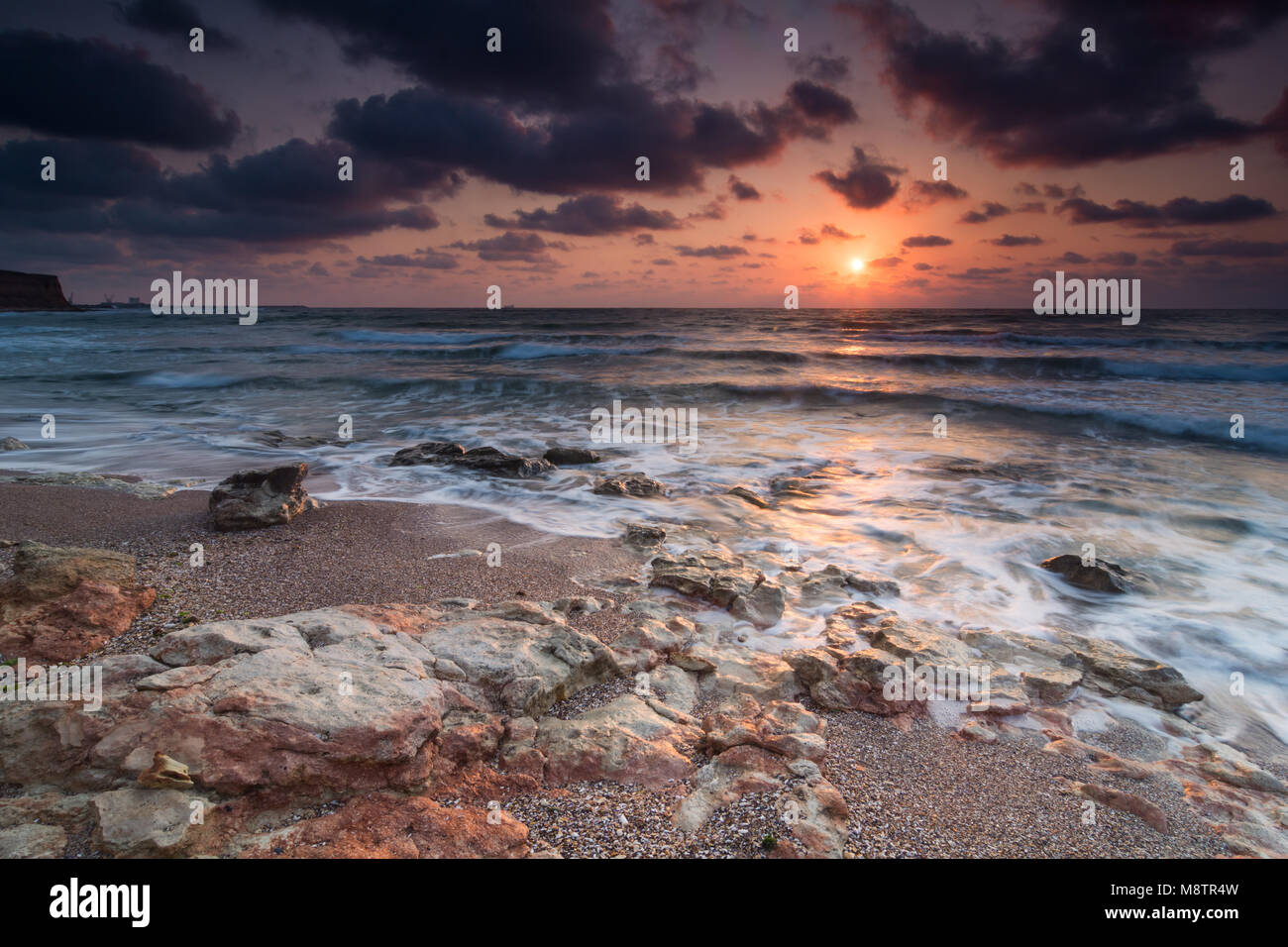 Beautiful sunrise at the Black Sea, Romania Stock Photo