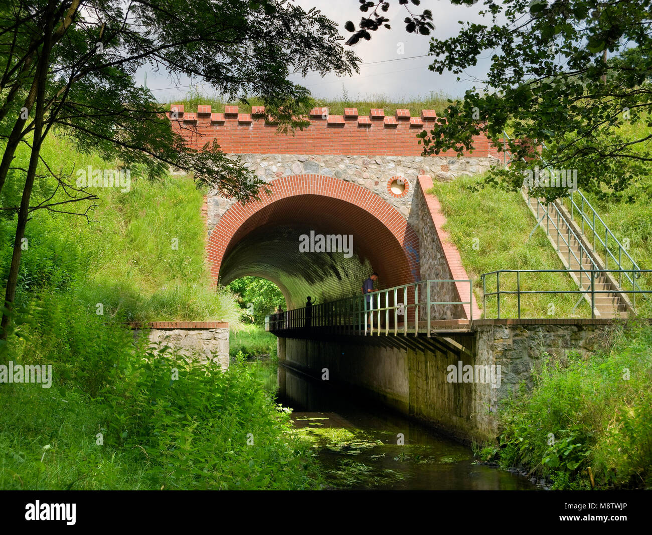 Aqueduct (built 1846-49) of the Great Brda Canal over the waters of Czerska Struga. Near Fajutowo village, Tuchola Pinewoods, Pomeranian province,Pola Stock Photo