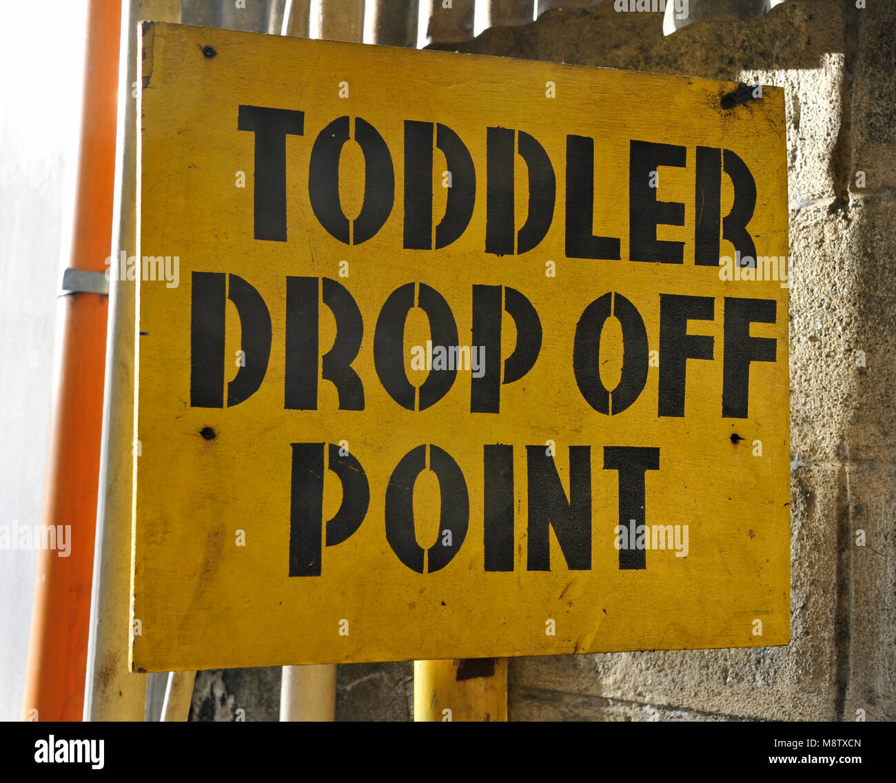 Toddler Drop Off Point sign in Manila, Philippines Stock Photo Alamy