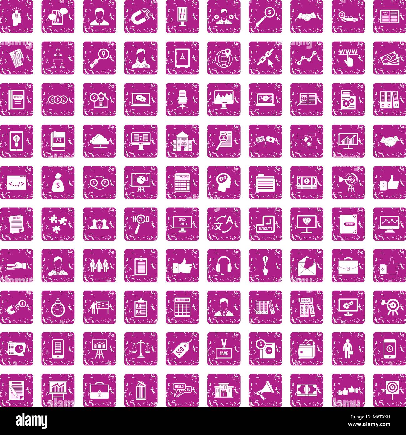 100 business training icons set grunge pink Stock Vector Image & Art ...