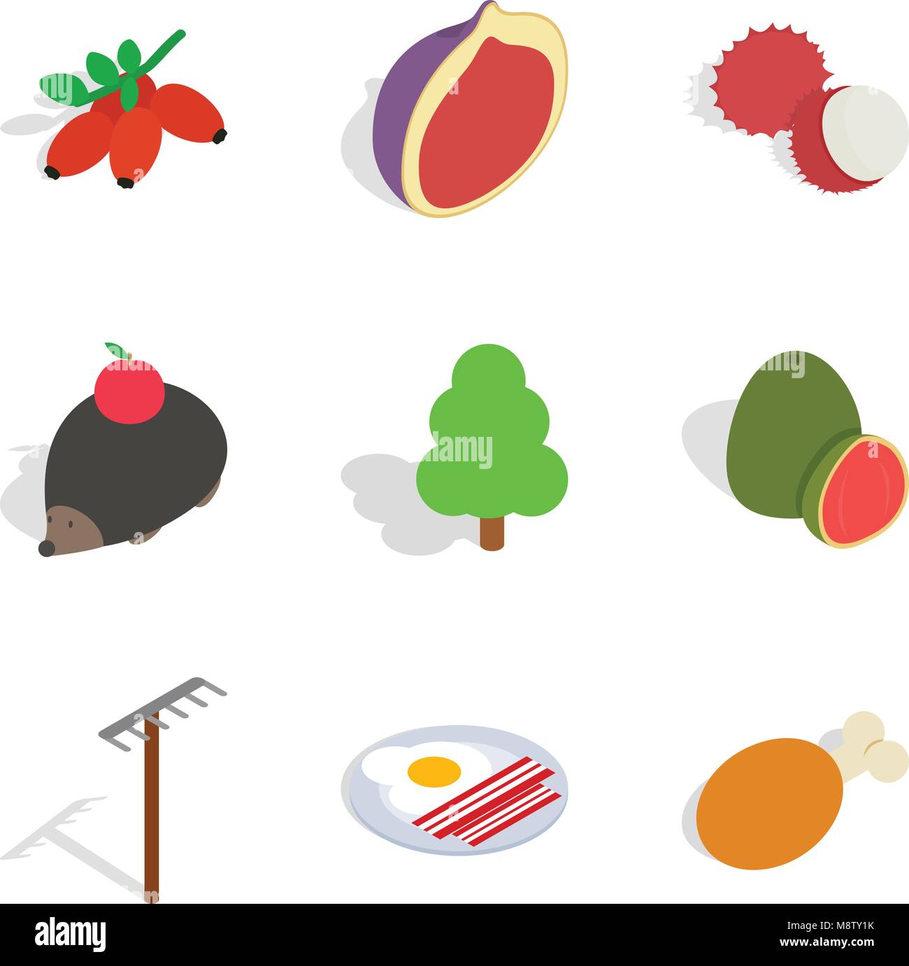 Fruit snake icons set, isometric style Stock Vector Image & Art - Alamy