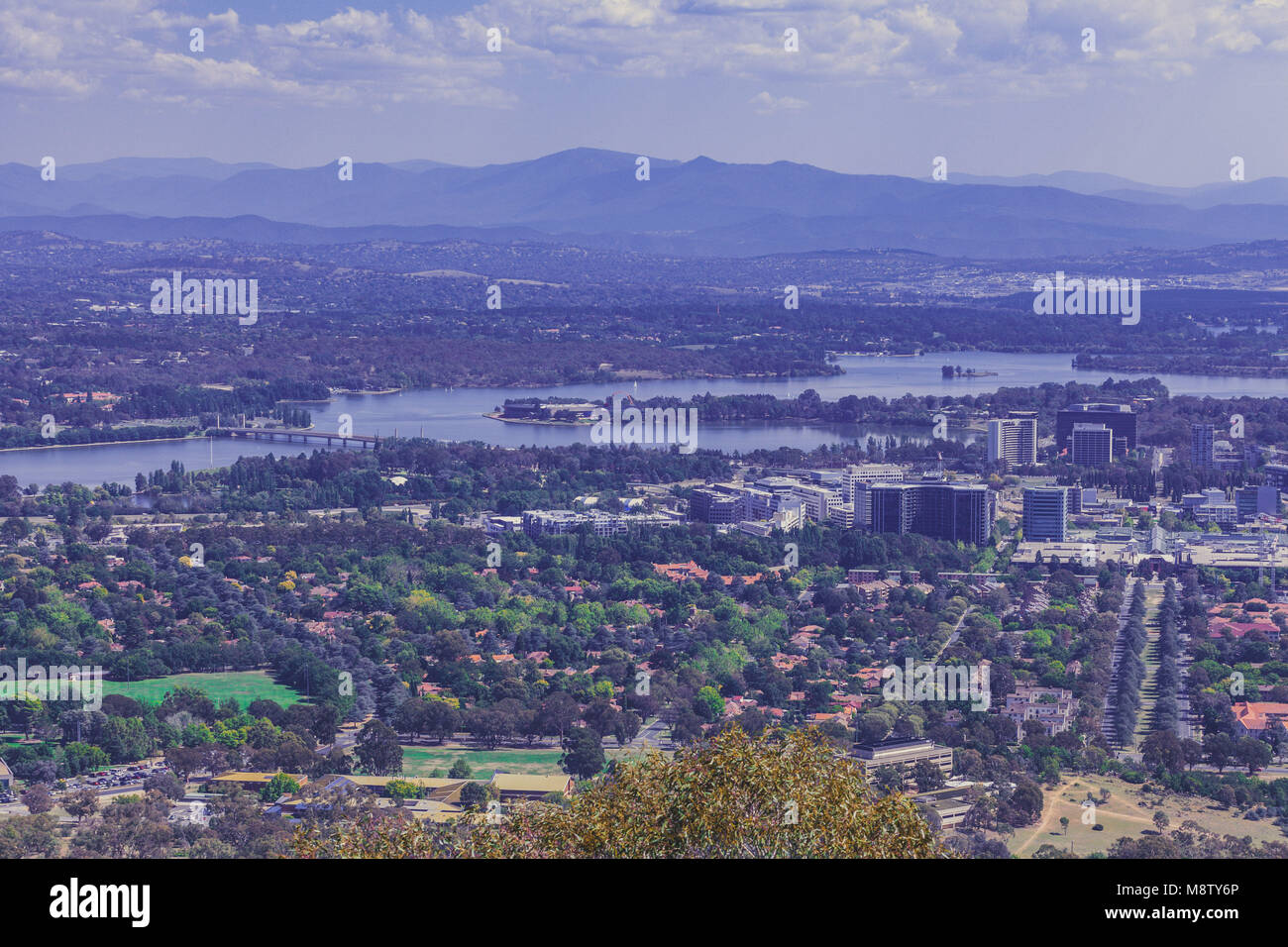 View of Canberra city from Mt. Ainslie lookout Stock Photo