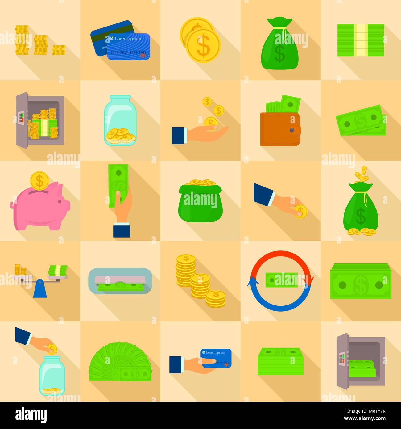 Money types icons set, flat style Stock Vector Image & Art - Alamy