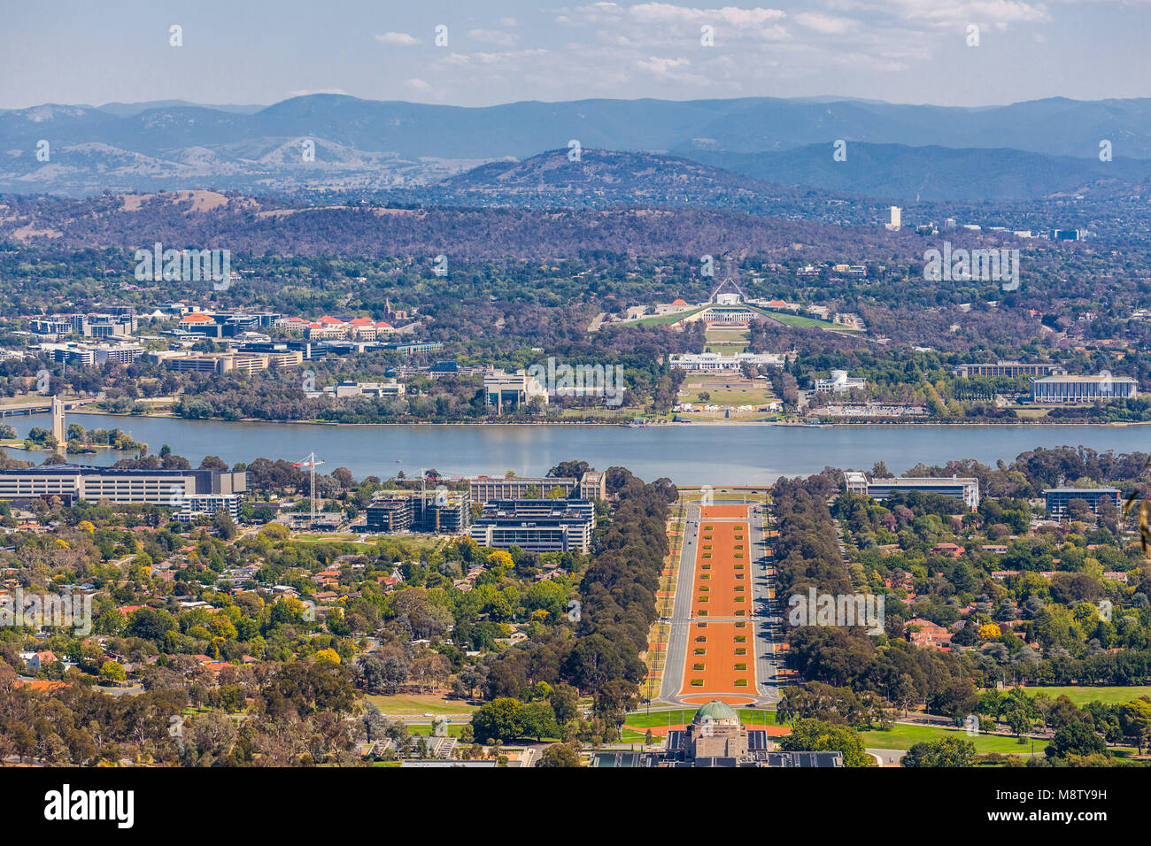 View of Canberra from Mount Ainslie lookout ANZAC Parade, Parliament