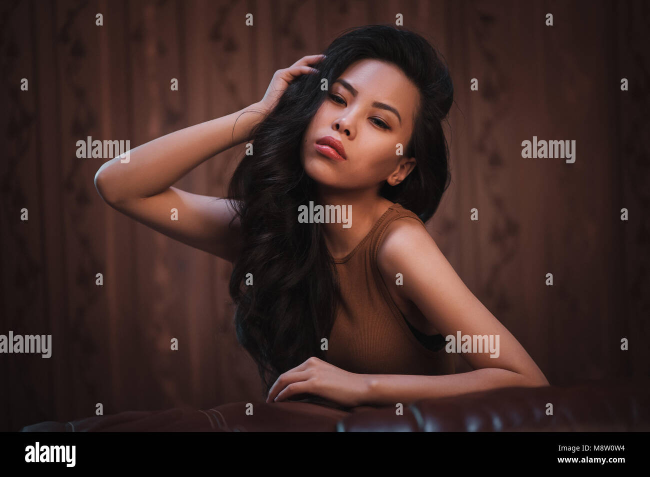 Portrait of beautiful asian girl indoors Stock Photo - Alamy