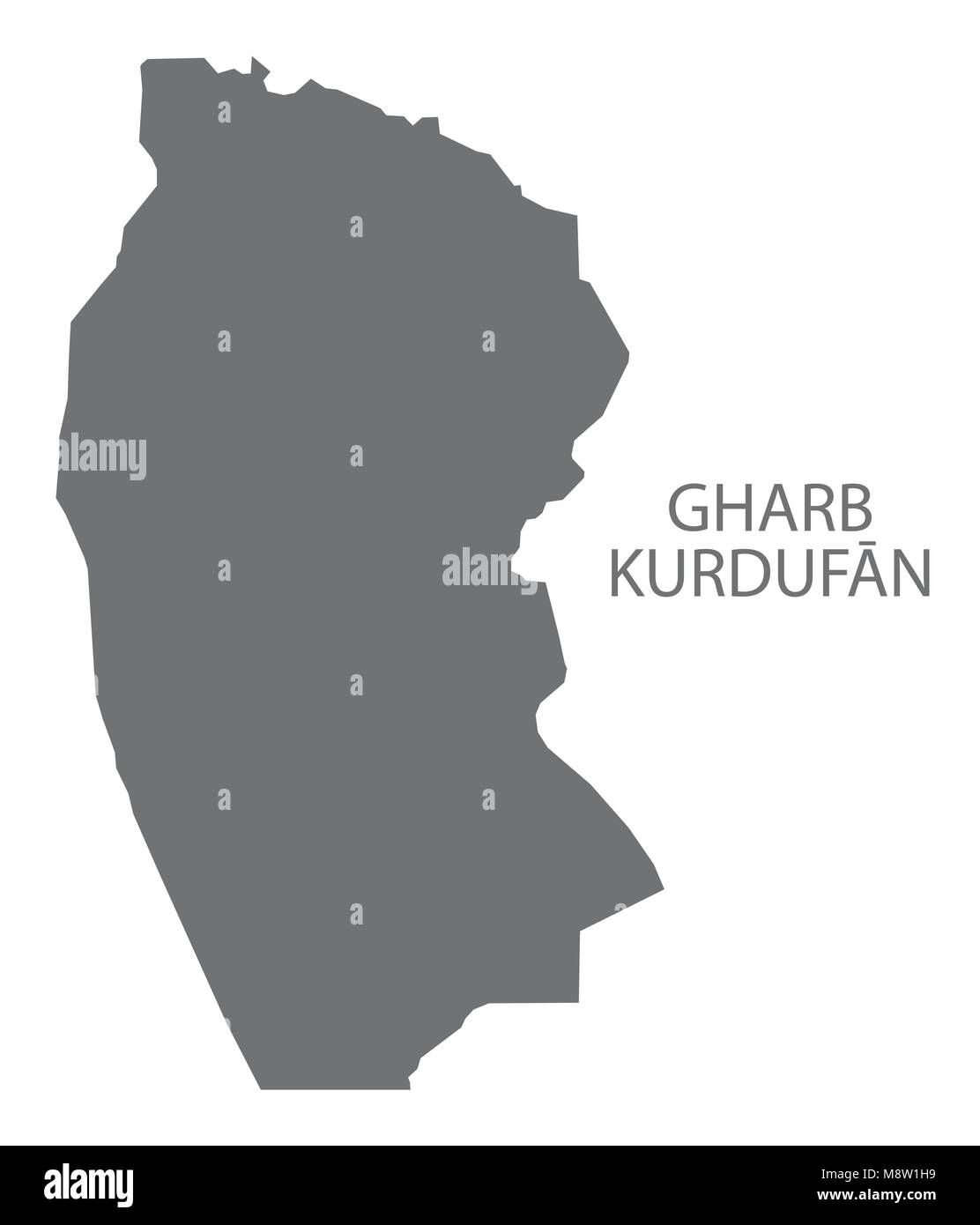 Gharb Kurdufan map of Sudan grey illustration shape Stock Vector