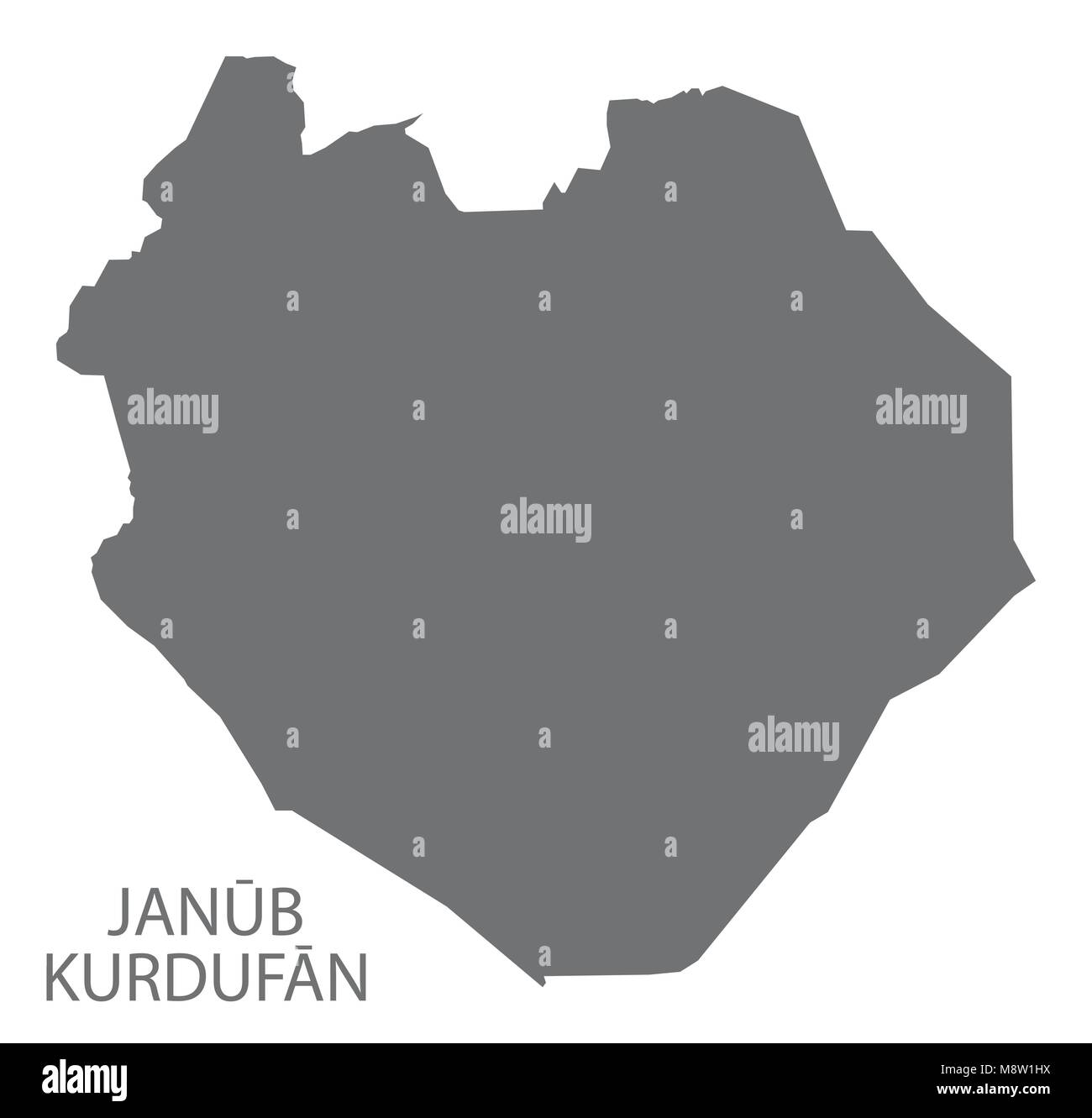 Janub Kurdufan map of Sudan grey illustration shape Stock Vector