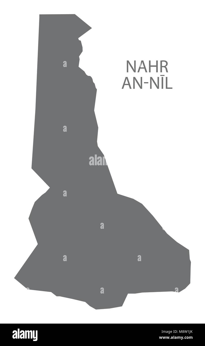 Nahr an-Nil map of Sudan grey illustration shape Stock Vector