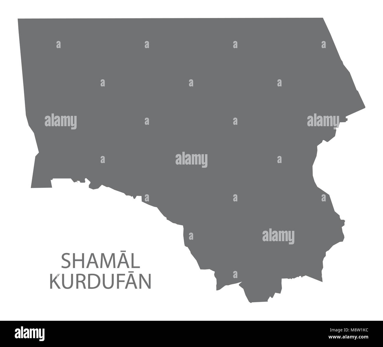 Shamal Kurdufan map of Sudan grey illustration shape Stock Vector