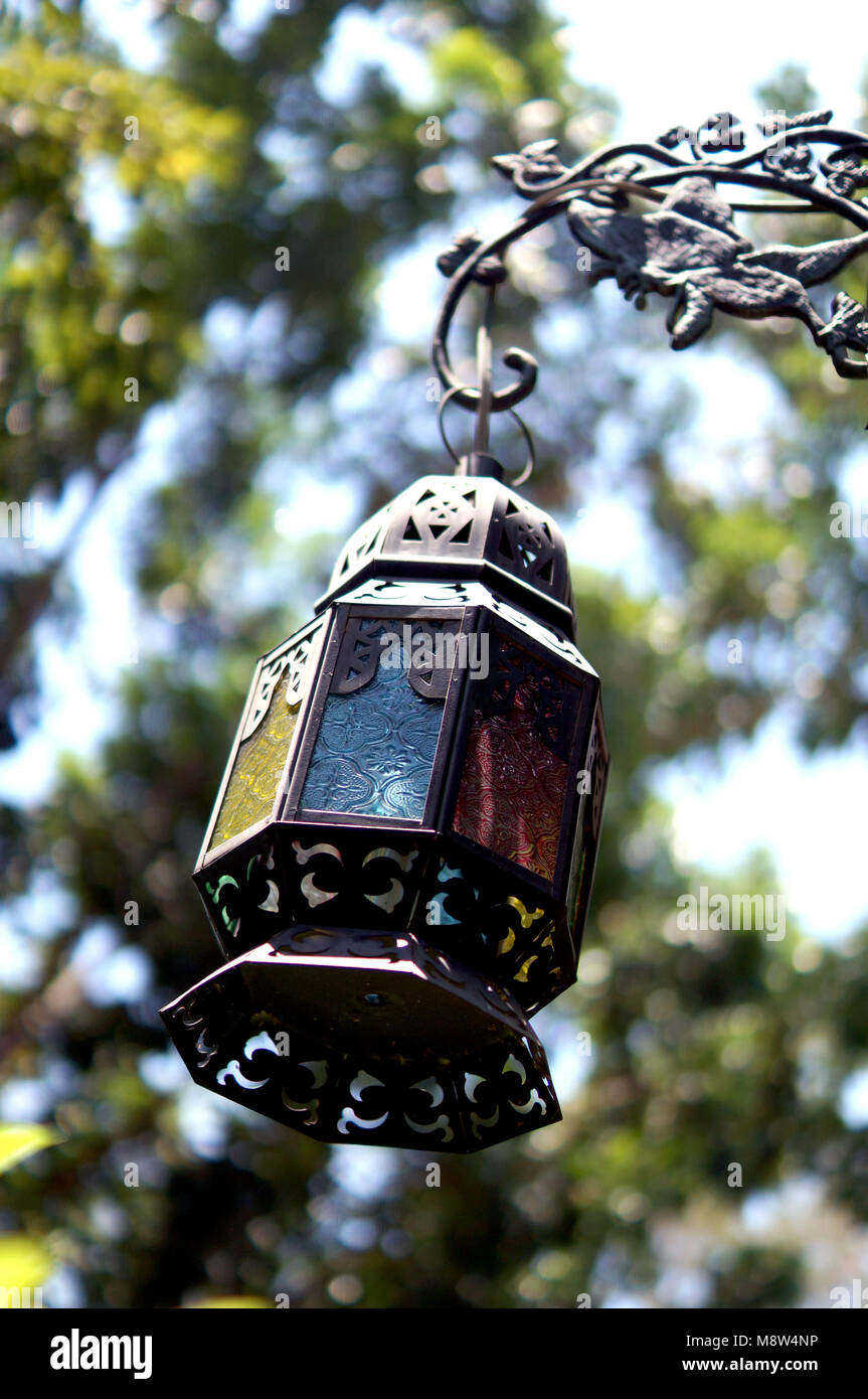 Light, Lantern in Green Garden Stock Photo Alamy
