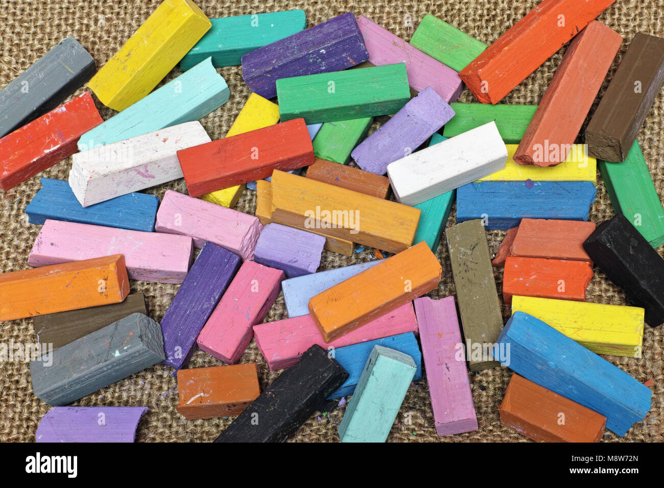 Numerous Colored Chalk Arranged Disorderly Stock Photo - Alamy