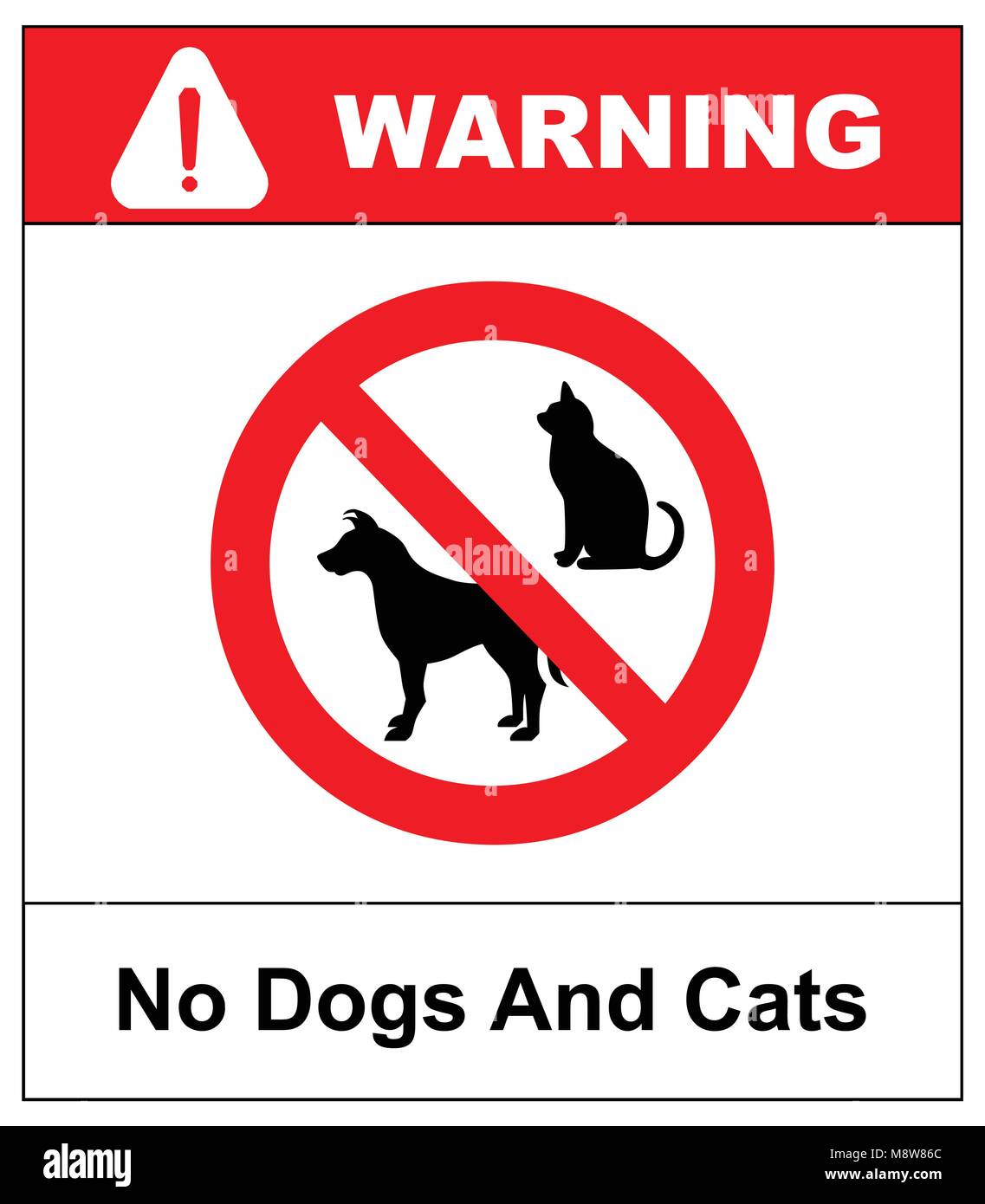 No Dogs and Cats red sign. No pets allowed sign. round red no pets