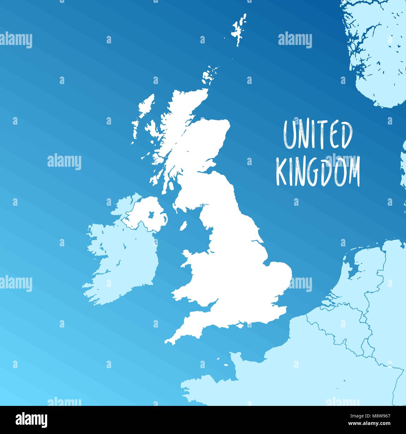 United Kingdom Vector Map. Two-toned Silhouette Version. Rich details for borders, neighbours and islands. Usable for travel marketing, real estate an Stock Vector