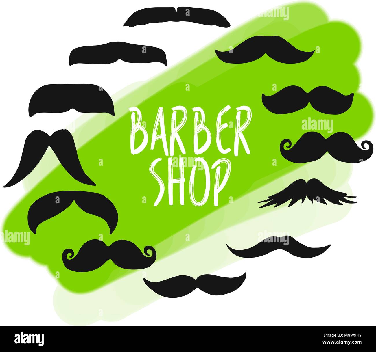 Set of barber shop mustache icons. Business icons for digital marketing and print. Stock Vector