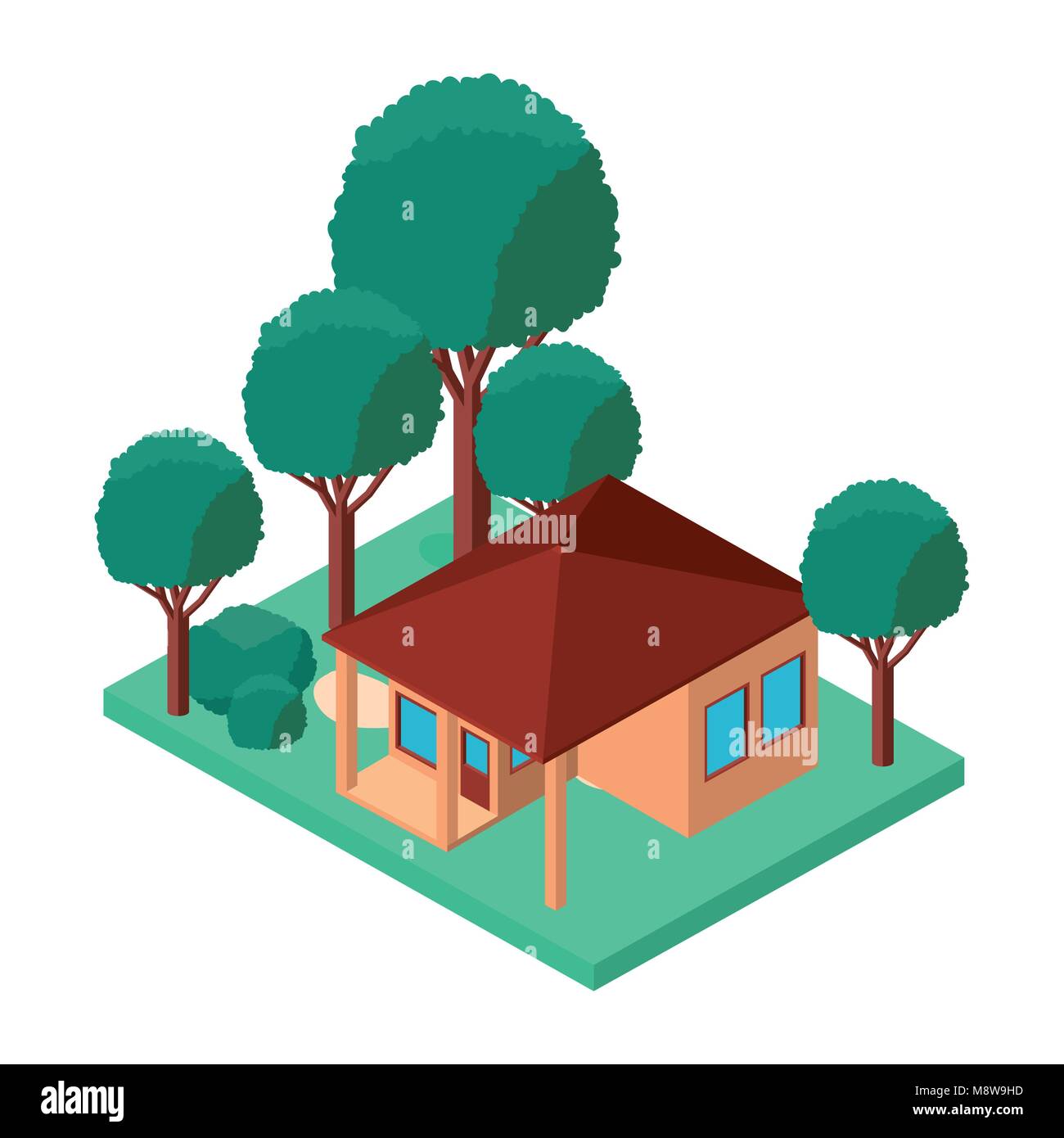 mini tree and house isometric Stock Vector Image & Art - Alamy