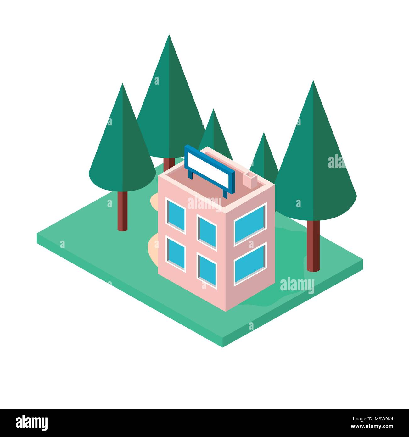 mini tree and store building isometric Stock Vector Image & Art - Alamy