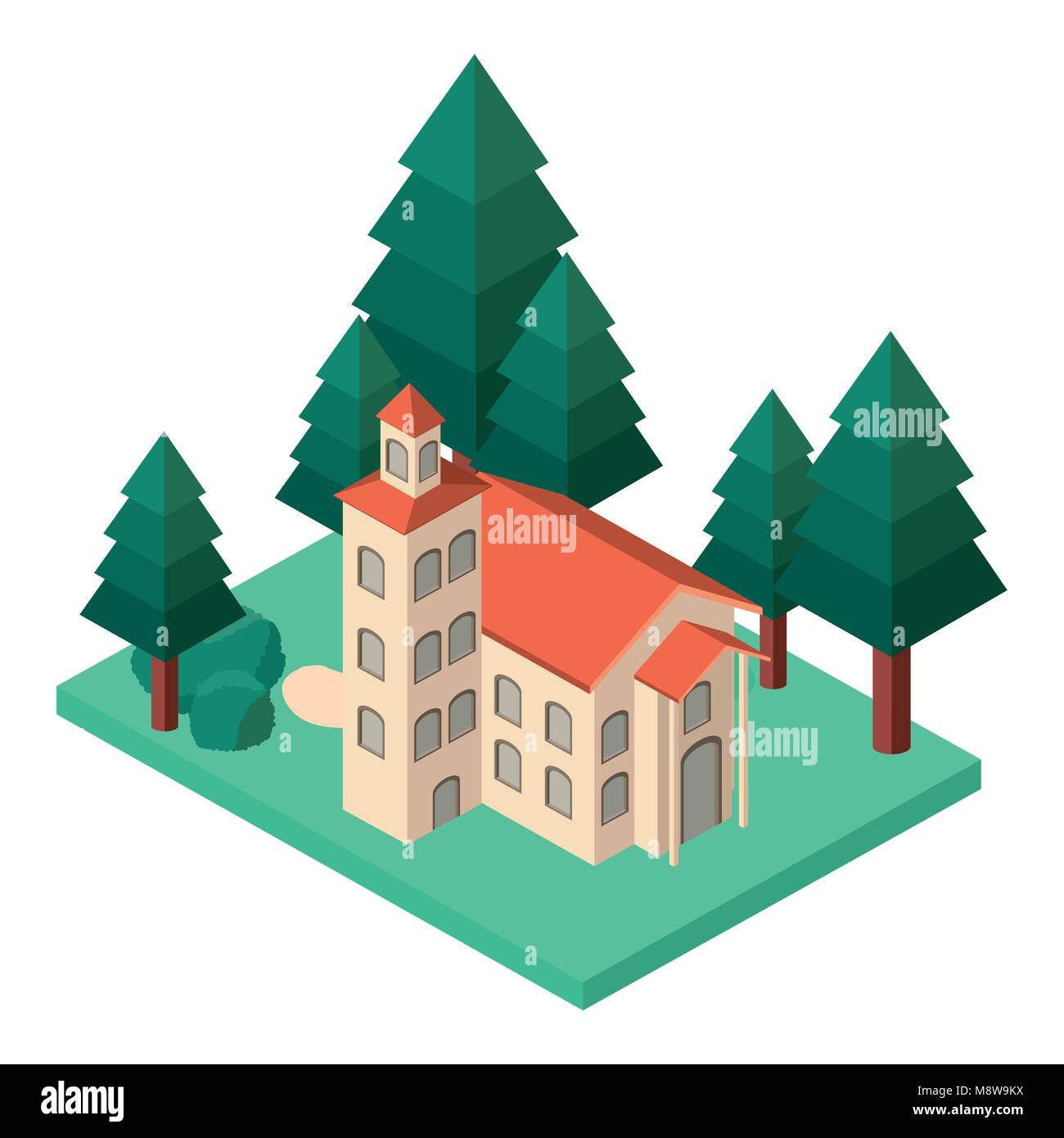 mini tree and castle building isometric Stock Vector Image & Art - Alamy