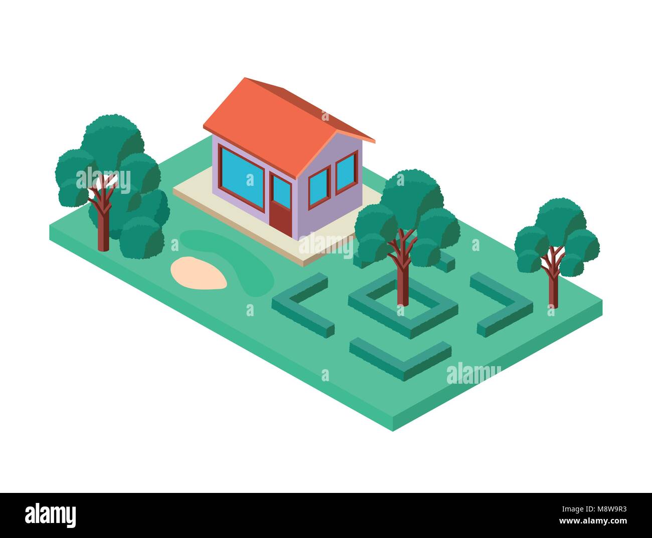 mini tree and house isometric Stock Vector Image & Art - Alamy