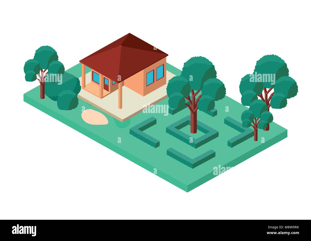 mini tree and house isometric Stock Vector Image & Art - Alamy