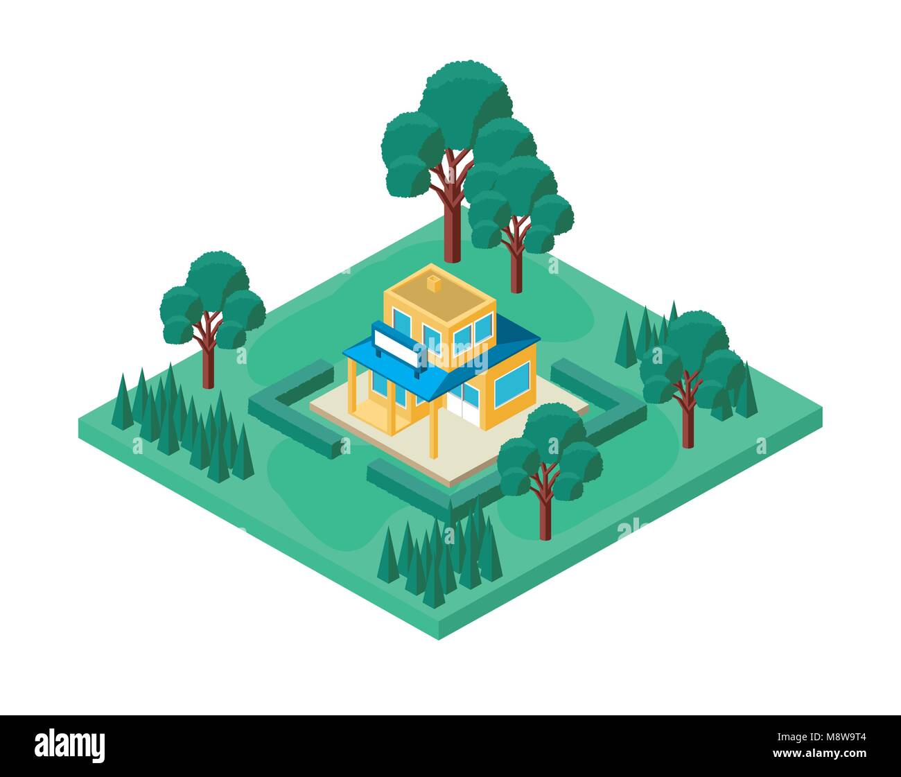 mini tree and store building isometric Stock Vector Image & Art - Alamy
