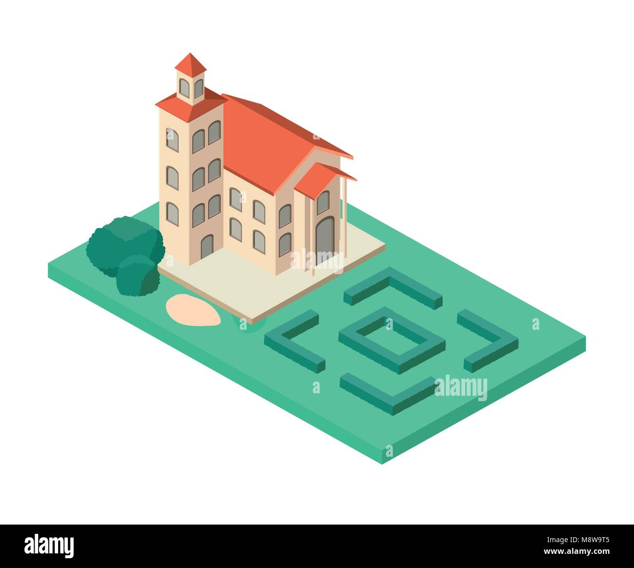 mini tree and castle building isometric Stock Vector Image & Art - Alamy