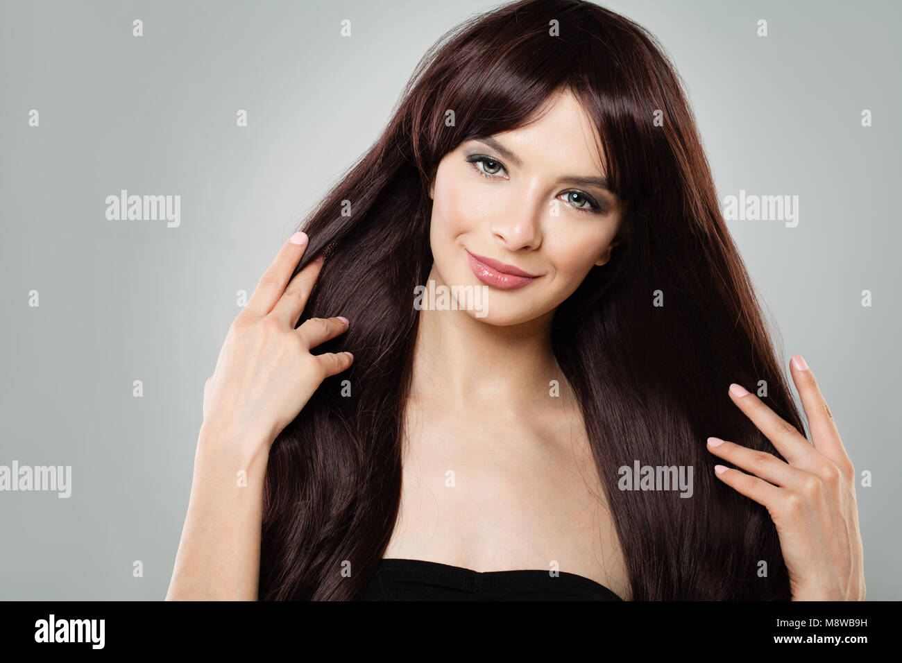 Attractive Young Model Woman with Brown Hair Stock Photo