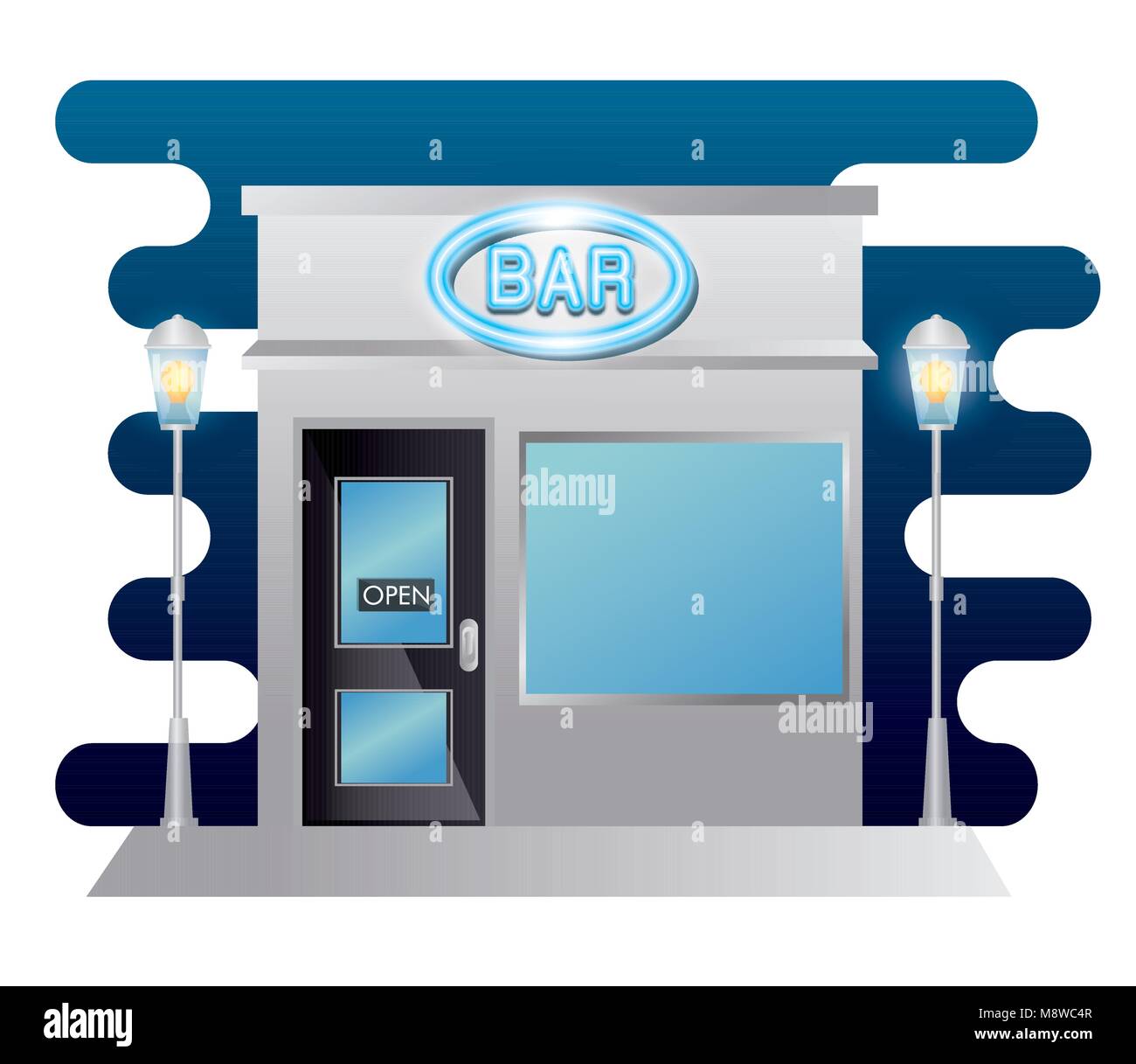 bar building facade with neon label Stock Vector Image & Art Alamy