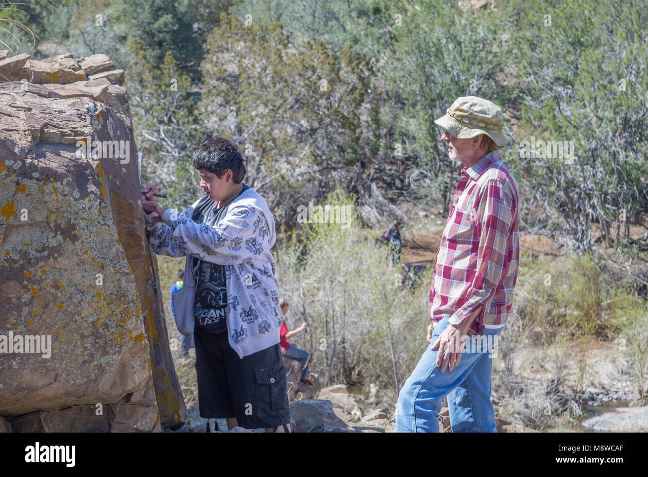 Tracing native rock painting art Stock Photo Alamy