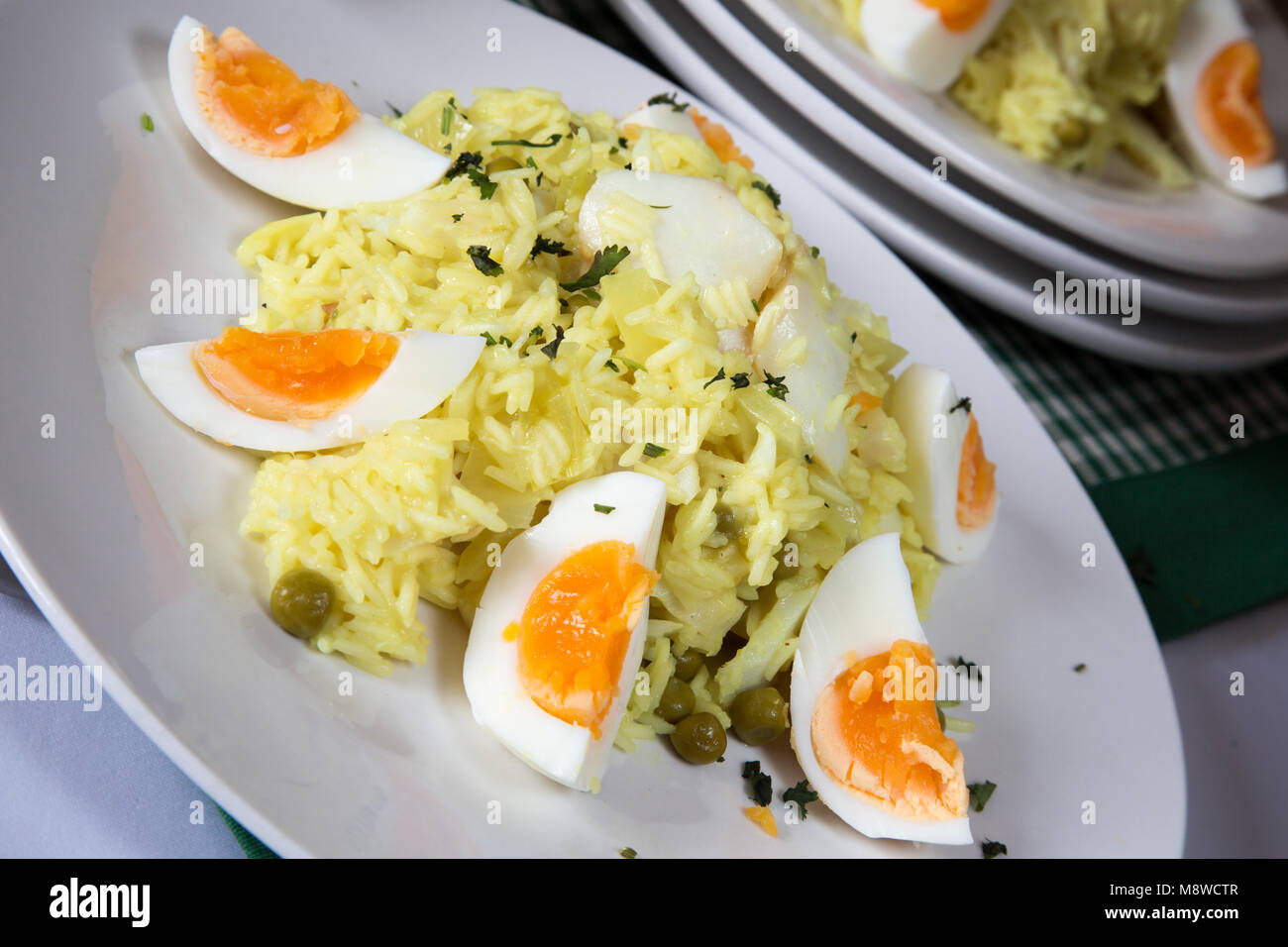 A traditional breakfast dish of Kedgeree Stock Photo Alamy