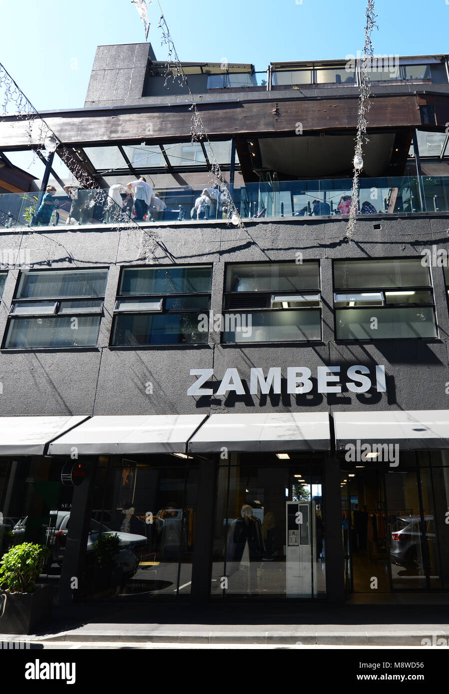 Zambesi clothing shop with the Ostro brasserie & bar on top Stock